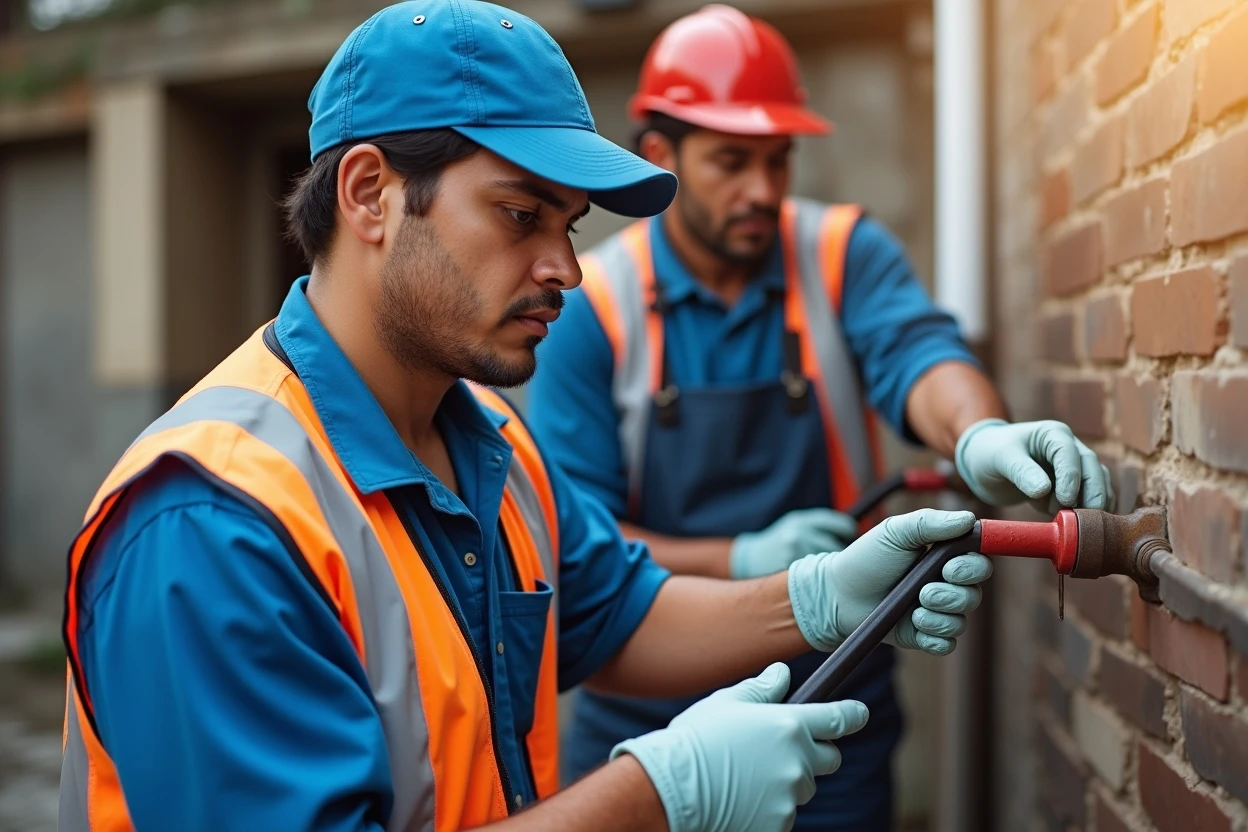 Herramientas de plomería y equipo de prueba
